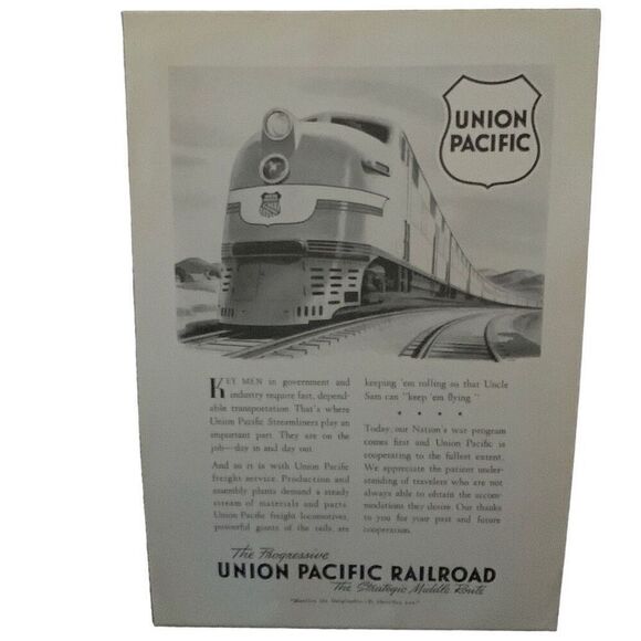 Vintage 1942 Union Pacific Key Men in Government Ad Advertisment - Picture 1 of 4